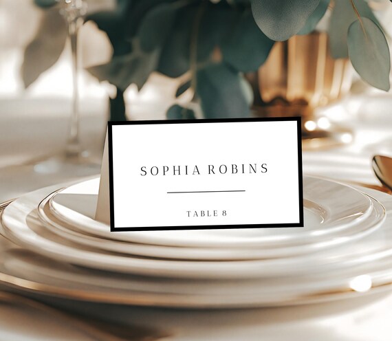 Minimalist Wedding Place Card Template: Editable Tent Fold (Digital Download) Printable #SOPHIA