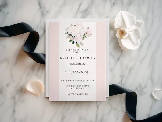 Modern Floral Bridal Shower Invitation: Blush Wildflower Template (Digital Download) Printable #bfs