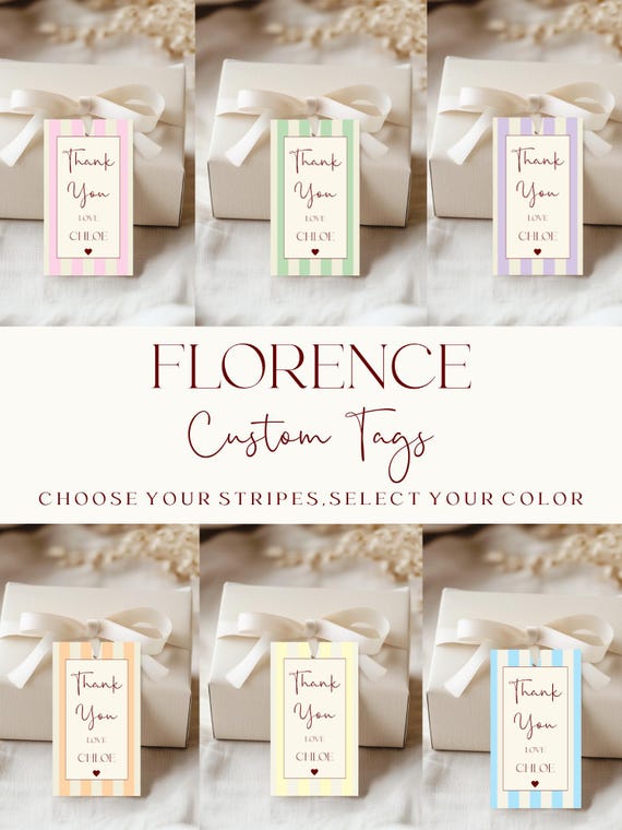 Colorful Striped Favor Tags Template: Modern Wedding, Shower (Digital Download)    #FLORENCE