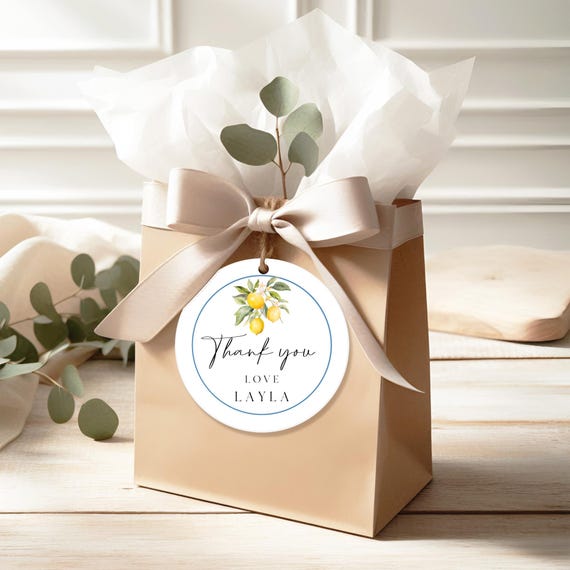 Lemon Favor Tags & Stickers: Printable Sorrento Labels (Editable Template #obb)