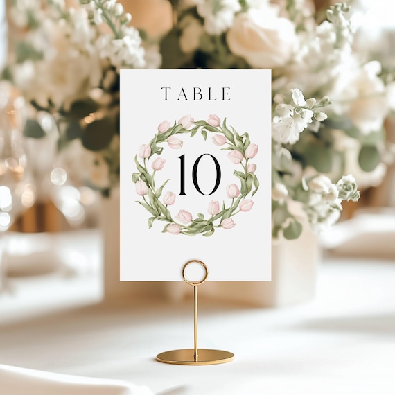 Spring Flowers Table Number Sign, Shower/Wedding Table No  (Editable Printable) Instant Download #pts