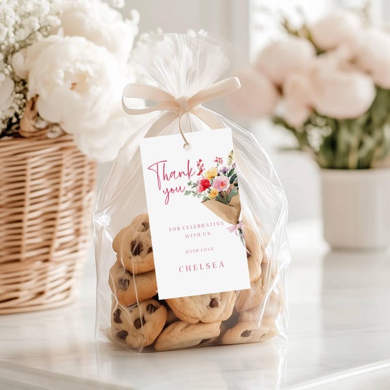 Floral Favor Tags, Colorful, Modern, Wedding/Shower Thank You Tags (Editable Printable) #omb