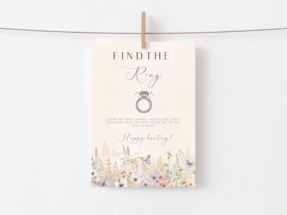 Wildflower Bridal Find The Ring, Bridal Shower Game, Floral (Editable Printable) Digital #dwf