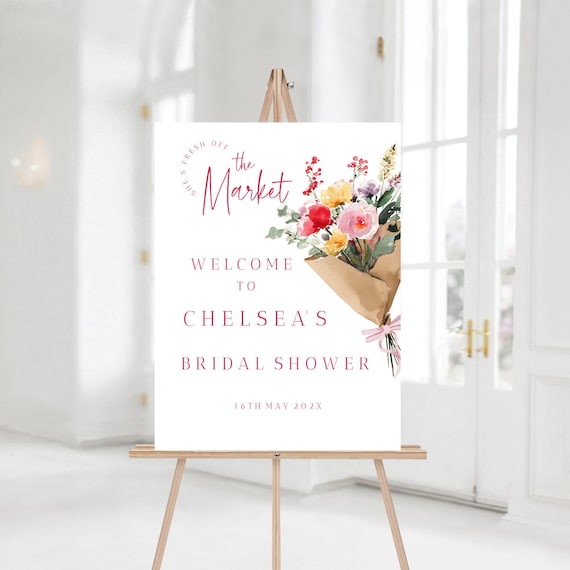 Off The market Bridal Shower Welcome Sign, Bright, Floral, Colorful (Editable Printable) #omb