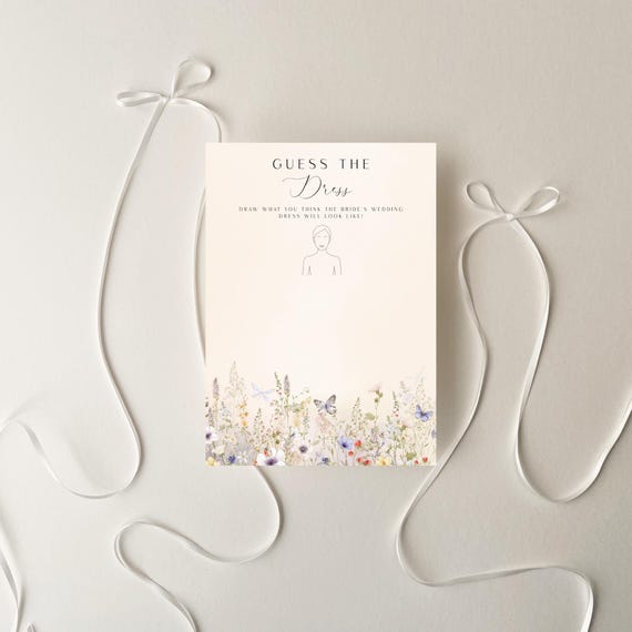Wildflower Guess The Dress, Bridal Shower Game, Floral (Editable Printable) Digital #dwf