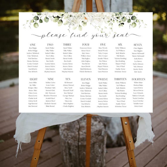 Greenery Wedding Seating Chart Template: Floral Wildflowers (Editable Digital Download) Printable #whi