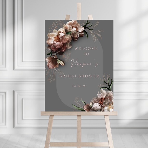 Elegant Blush Floral Bridal Shower Welcome Sign (Printable,Editable Template) #gpp