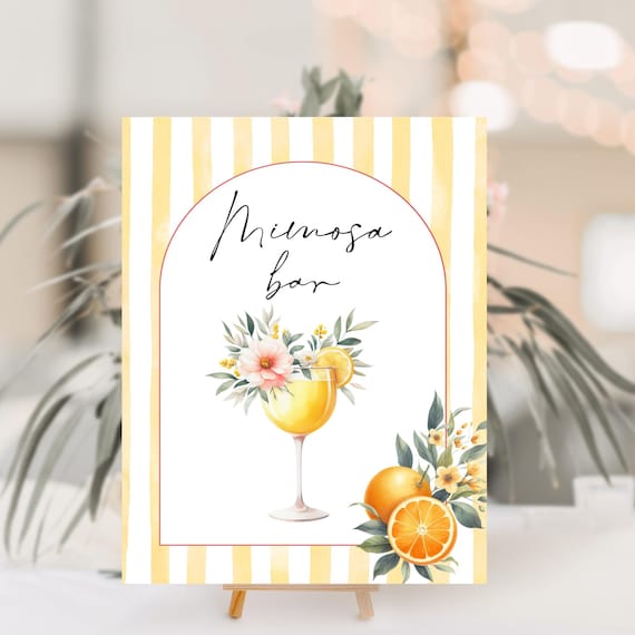 Mimosa Bar Sign Template: Wedding Bridal Shower Decor (Digital Download) Printable