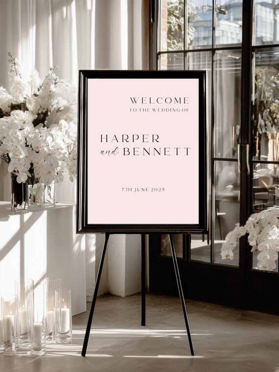 Modern Blush Wedding Welcome Sign Template (Digital Download), Printable #bnp