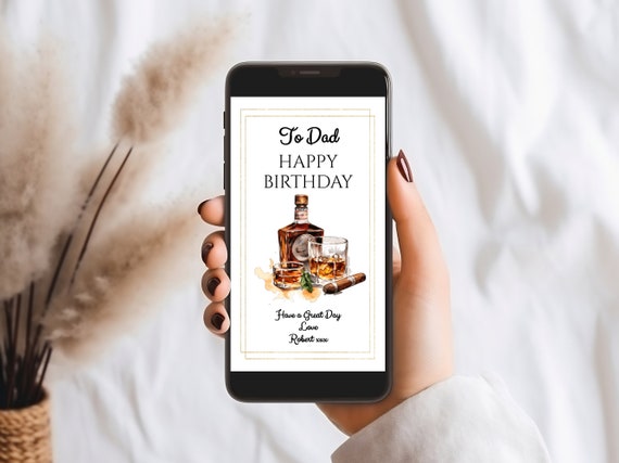 Whisky Birthday E-Card for Dad: Personalized Digital Greeting (Instant Download)