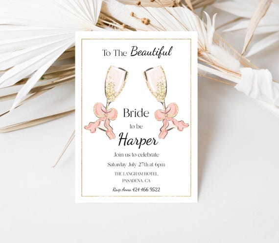 Blush & Gold Bridal Shower Invitation Template (Digital Invite)