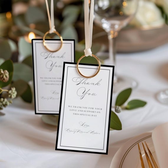 Elegant Wedding Favor Tags Template: Black and White, Printable (Digital Download) Editable #DARCEY