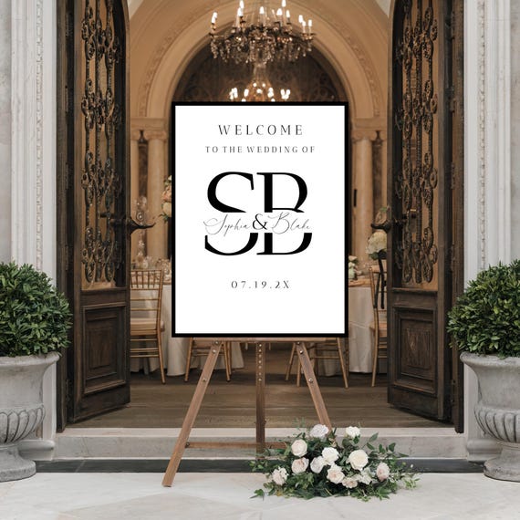 Modern Initial Wedding Welcome Sign: Minimalist Template (Digital Download) #SOPHIA