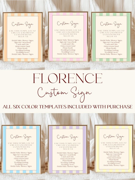 Modern Striped Wedding/Shower Custom Sign Template: Colorful Coastal Design (Digital Download) #FLORENCE