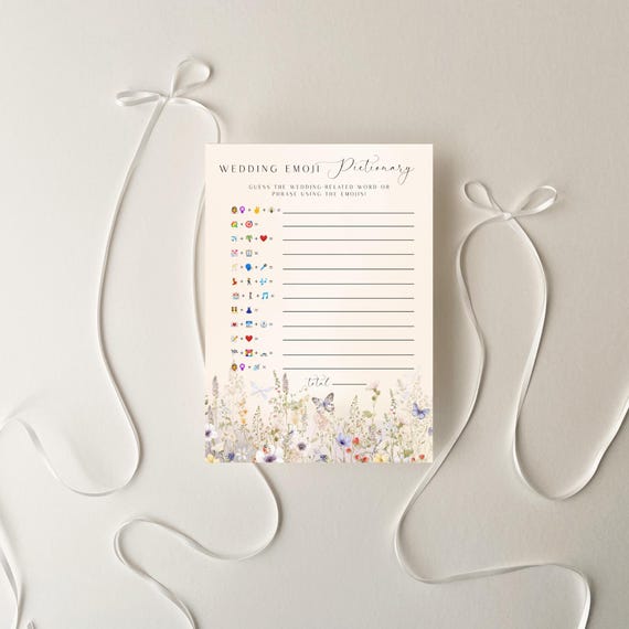 Wildflower Bridal Pictionary Emoji, Bridal Shower Game, Floral (Editable Printable) Digital #dwf