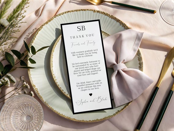 Minimalist Wedding Thank You Place Card Template (Printable, Editable) #SOPHIA