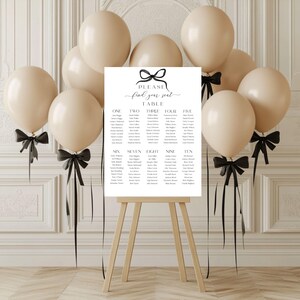 Modern Black Bow Wedding Seating Chart Template: Printable, Editable (Digital Download) #BELLA