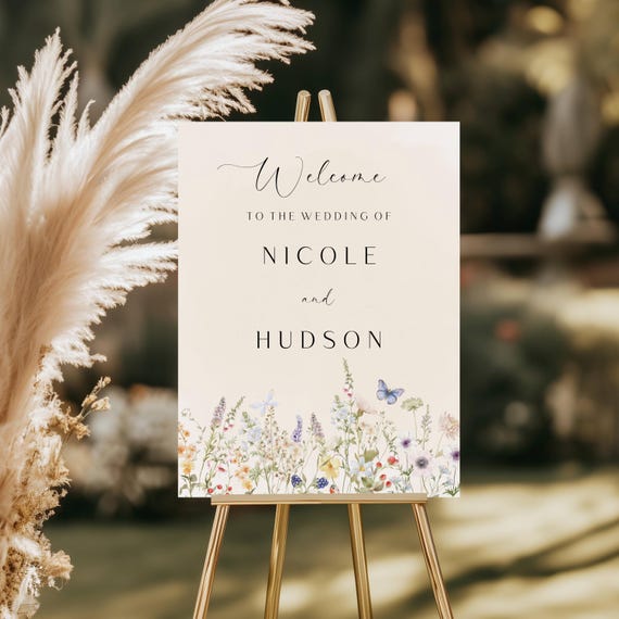 Wildflower Wedding Welcome Sign Template: Modern Floral (Digital Download) Printable #dwf