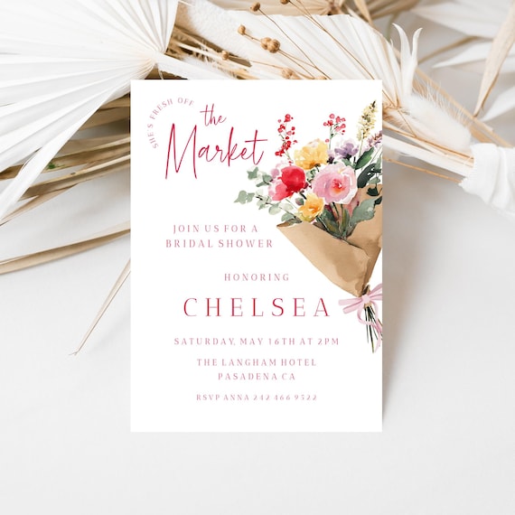 Off The market Bridal Shower Invitation, Bright, Floral, Colorful (Editable Printable) #omb