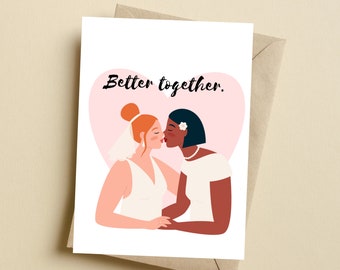 Printable LGBTQ Interracial Wedding Card, Gay Wedding Card, Interracial Anniversary Card, Interracial Wedding Card, LGBTQ Anniversary Card