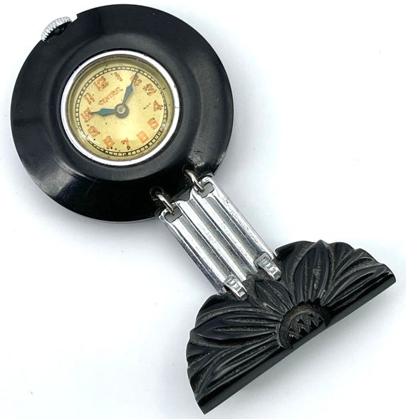 Very rare and magnificent black bakelite watch br… - image 7