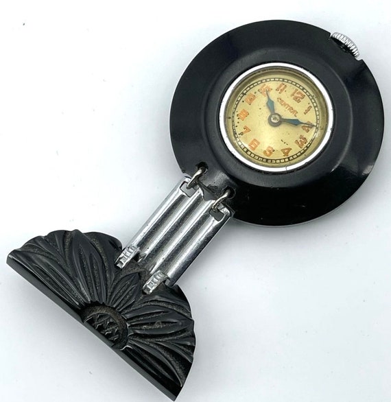 Very rare and magnificent black bakelite watch br… - image 8