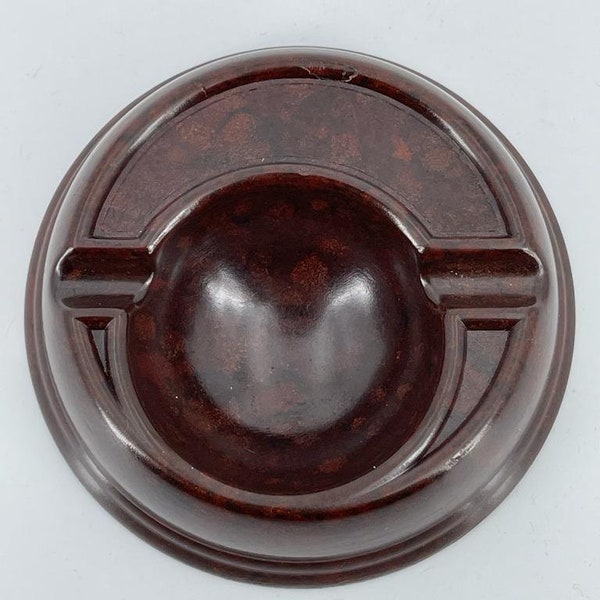 Cendrier en bakelite marron des années 1940s art déco