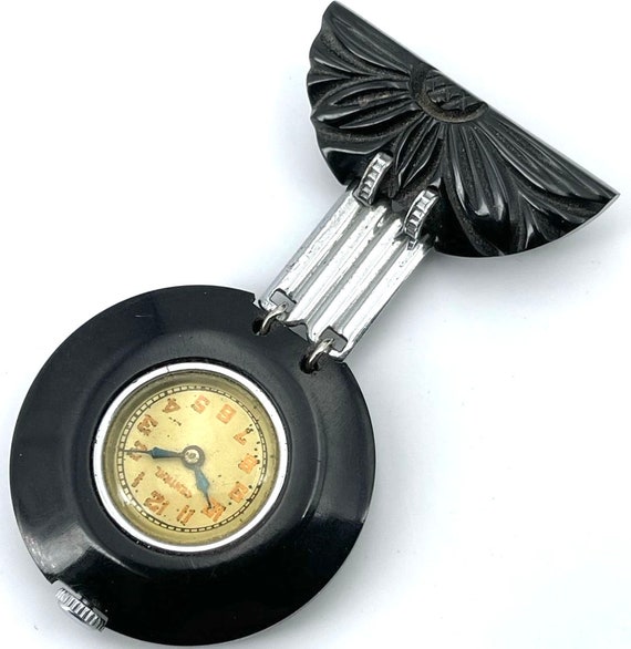 Very rare and magnificent black bakelite watch br… - image 1