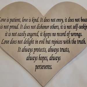 Heart Wall Hanging I Corinthians 13 Love Carved Handmade Wood image 4