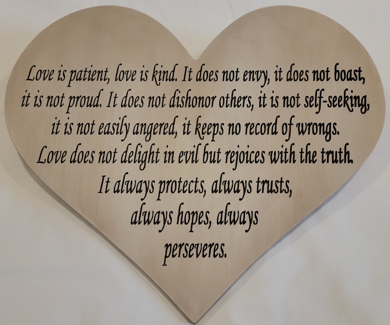 Heart Wall Hanging I Corinthians 13 Love Carved Handmade Wood image 4