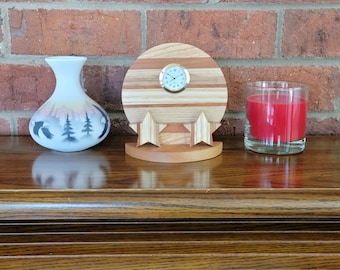 Handmade Wood Clock | Gold Finish | Tabletop | Desk | Star | Circle