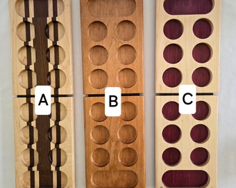 Mancala Board Game, Wooden, Folding, Handmade
