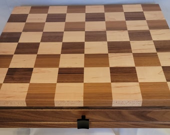 Chess Board with Storage Drawer | Checker Board with Storage Drawer | Handmade | Tabletop