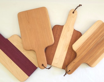 Wood Serving Board with Handle, Bread Board, Cheese Board, Food Safe, Handmade