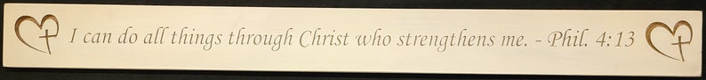 Philippians 4:13 sign I Can do all things through Christ White Worn Finish Mantle Over the Door Rustic Farmhouse Religious image 6