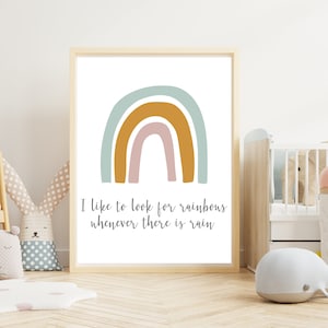 I Like to Look for Rainbows Print, LDS Baptism Decor, Baptism Print, Baptism Gift, Room Decor,