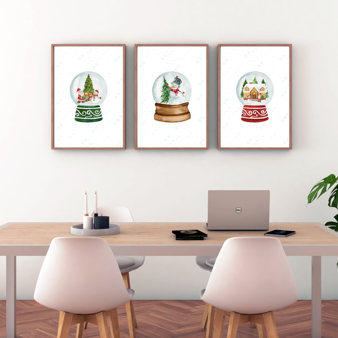 Christmas Snow Globe Wall Artwinter Wonderland Digital Print Etsy
