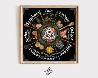Wicca Wheel of The Year Print, Sabbaths Calendar (Digital Download)