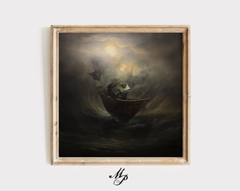 Lovecraftian Horror Art Print – Morning Mist, Dark Gothic Decor (Digital Download)