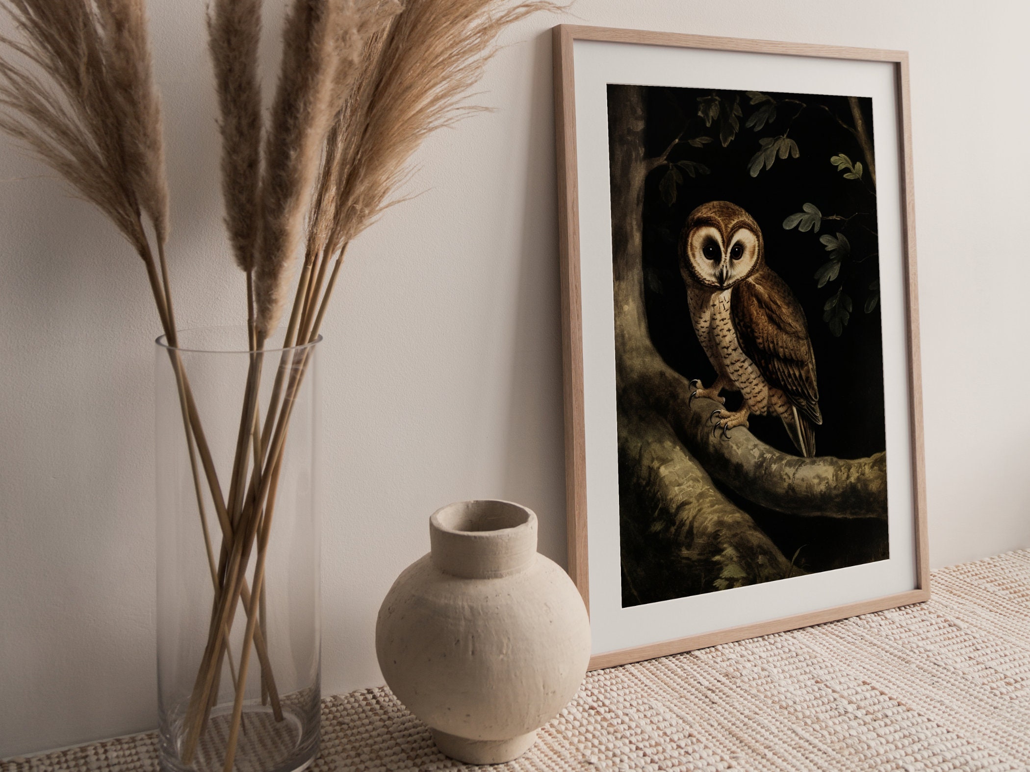 Dark Academia Wall Art Dark Academia Art Antique Owl Painting Set of 3