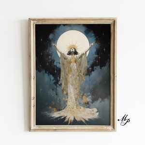 Luna Anbetung Druck - Vintage Kunst - Dunkle Kunst - Okkultes Poster - Gothic Wohnkultur - Hexerei - Hexe Druck - Wicca Kunst