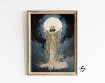 Luna Worship Vintage Art Print - Gothic Occult Decor (Digital Download)