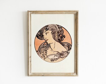 Alphonse Mucha Stained Glass Art Nouveau Print (Digital Download)