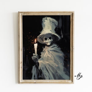 Geist mit Kerze, Vintage Poster, Kunst Poster Druck, Dark Academia, Haunting Ghost, Halloween Decor