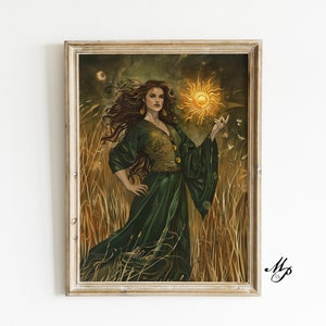 Brigid Celtic Pagan Goddess of Healing Print, Poetry Wisdom Deity Fine Art Giclee, Irish Vintage Painting, Esoteric Ancient Myth Art