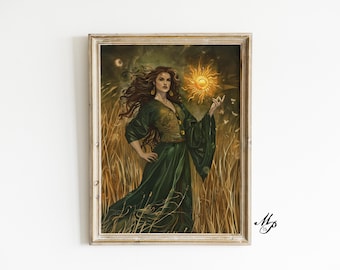 Brigid Goddess Giclée Print, Celtic Pagan Fine Art (Digital Download)