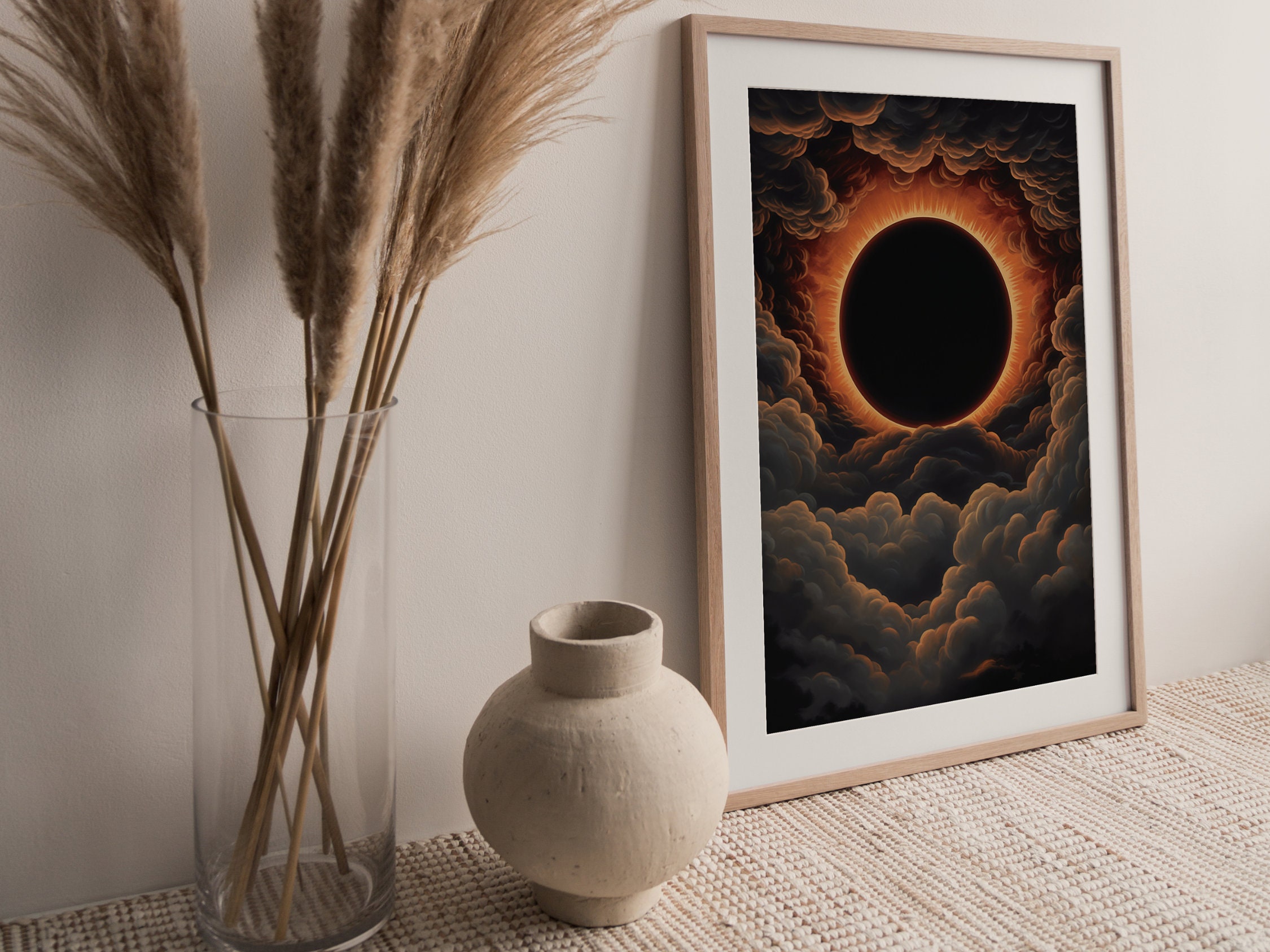 Celestial Solar Eclipse Vintage Painting Poster
