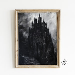 Dracula's Schloss - Vintage Druck - Home Dekor - Viktorianischer Vampir - Dunkle Kunst - Okkultes Poster - Gothic Wohndekor - Hexerei - Wicca Kunst