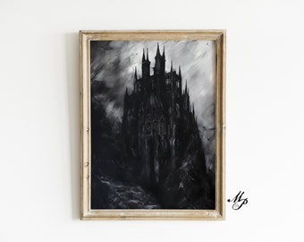 Kasteel van Dracula - vintage print - woondecoratie - Victoriaanse vampier - donkere kunst - occulte poster - gotische woondecoratie - hekserij - Wicca kunst
