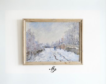 Vintage Winter Landscape Painting – Christmas Printable Art (Digital Download)
